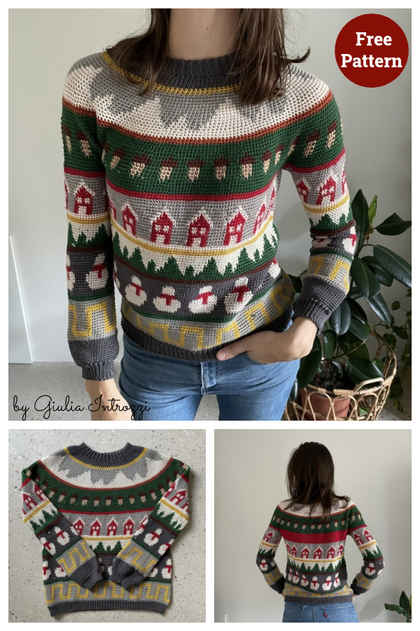 Christmas Landscape Sweater Free Crochet Pattern
