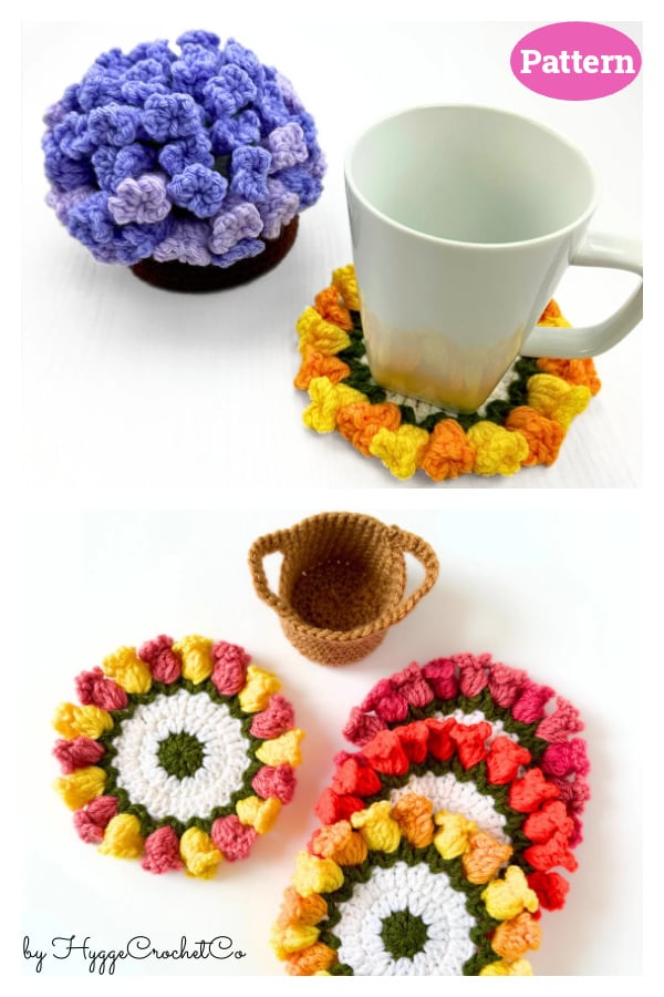 Flower Pot Coaster Set Crochet Pattern