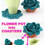 Flower Pot into Coaster Set Crochet Pattern