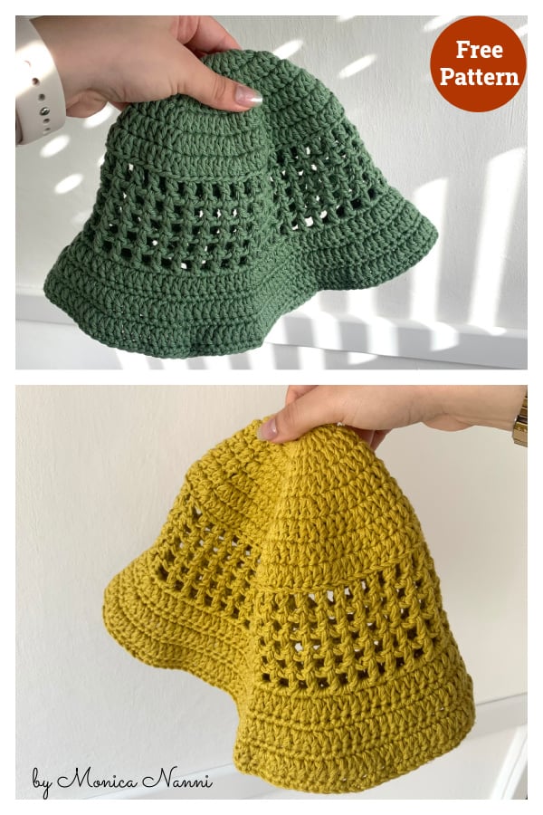 Mesh Bucket Hat Free Crochet Pattern