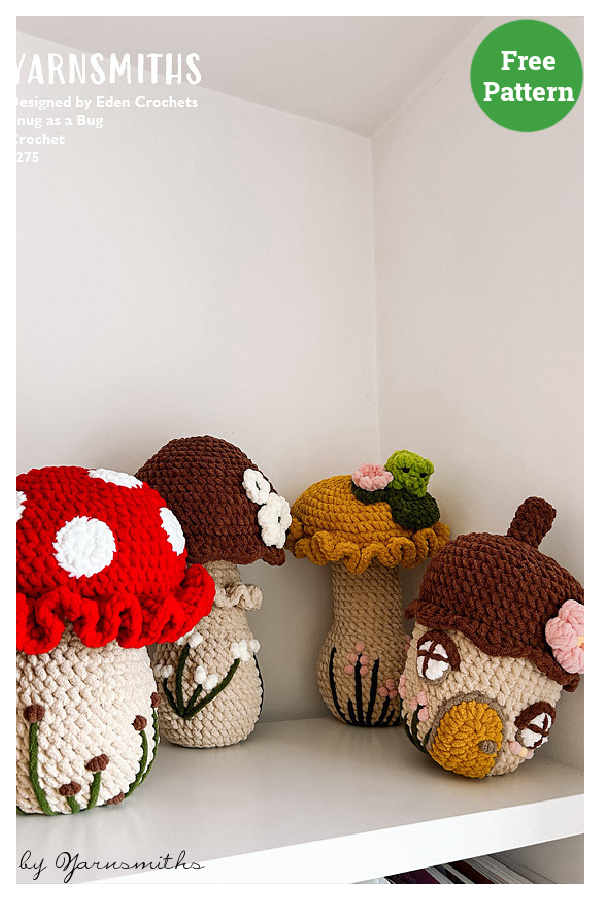 Mushrooms and Acorn Faerie House Free Crochet Pattern