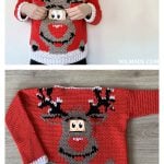 Reindeer Christmas Sweater Free Crochet Pattern and Video Tutorial