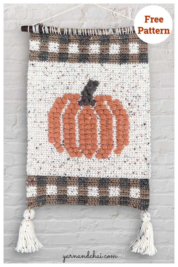 Autumn Pumpkin Wall Hanging Free Crochet Pattern