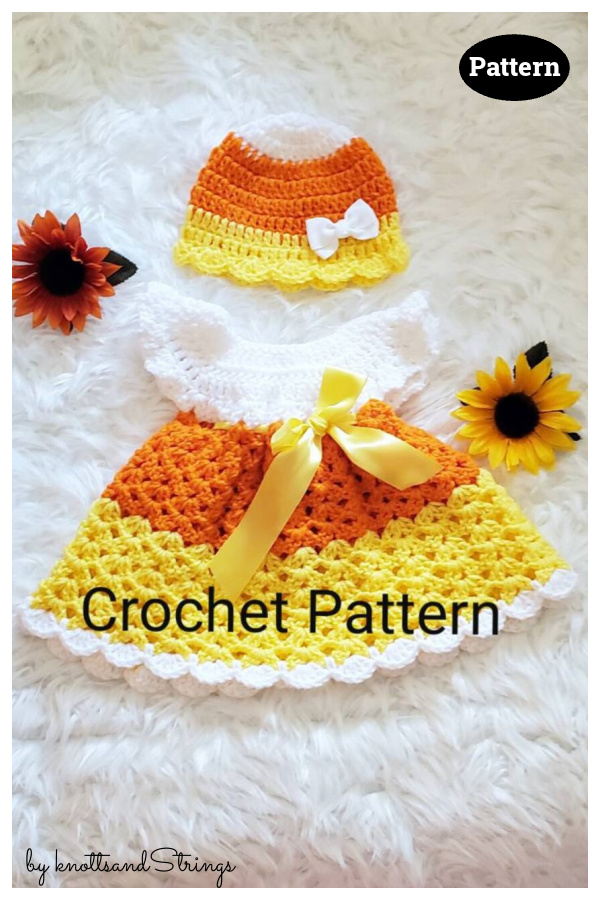 Candy Corn Baby Dress Halloween Costume Crochet Pattern
