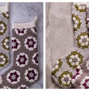 Granny Hexi Stocking Free Crochet Pattern and Video Tutorial