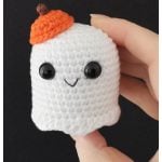 Little Ghost Wearing Pumpkin Hat Free Crochet Pattern