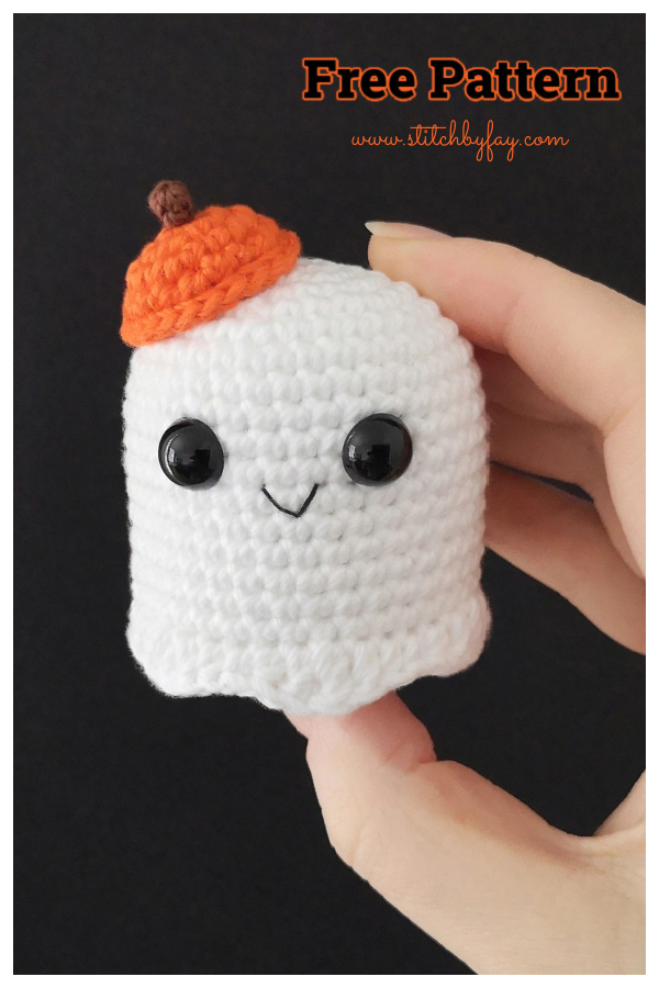 Little Ghost Wearing Pumpkin Hat Free Crochet Pattern