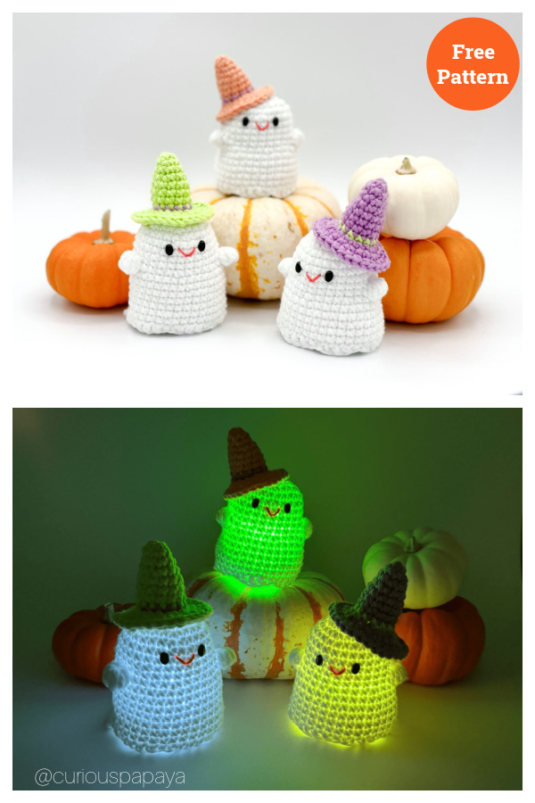 Mini Glow-in-the-Dark Ghosts Free Crochet Pattern