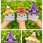 No Sew Ghosts Wearing Hats Crochet Pattern