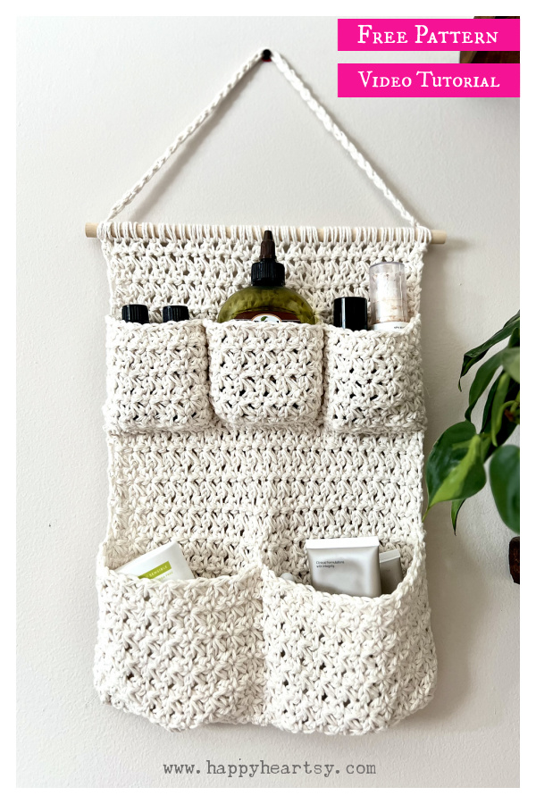 Wall Hanging Organizer Free Crochet Pattern and Video Tutorial