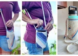 Water Bottle Holder with Phone Pocket Free Crochet Pattern