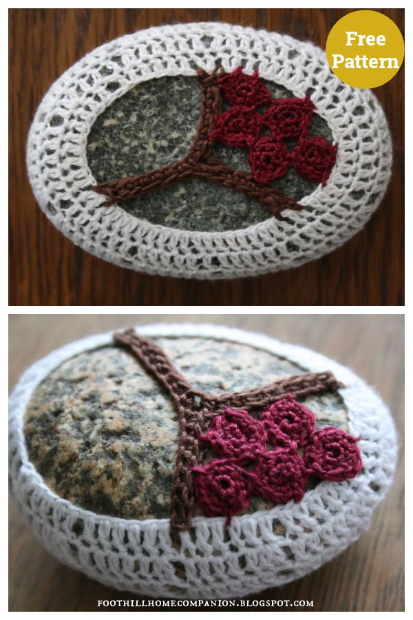 Winter Berries Stone Cover Free Crochet Pattern