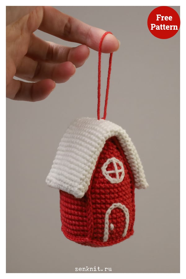 Christmas Little House Ornaments Free Crochet Pattern