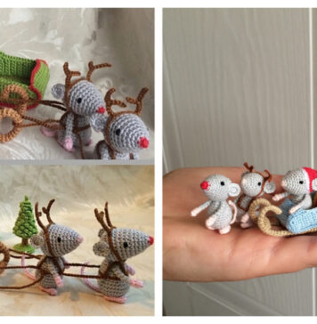 Christmas Mice and Santa’s Sleigh Free Crochet Pattern