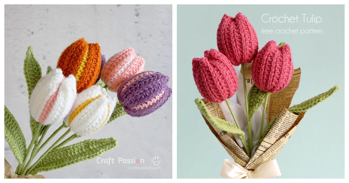 Easy Tulip Flower Free Crochet Pattern