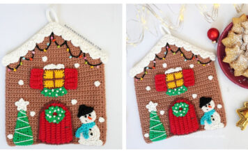 Gingerbread House Potholder Free Crochet Pattern