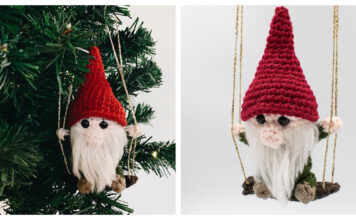 Gnome on a Swing Ornament Free Crochet Pattern