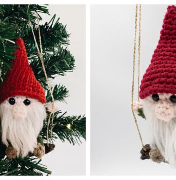 Gnome on a Swing Ornament Free Crochet Pattern