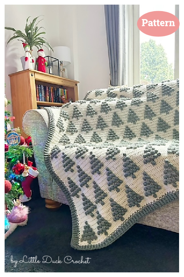 Little Christmas Trees Blanket Crochet Pattern