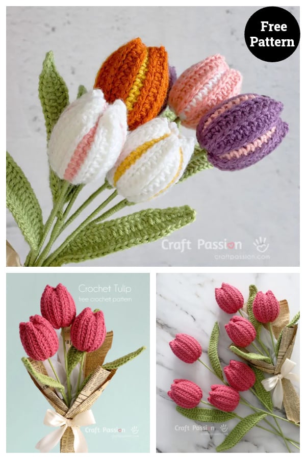 Easy Tulip Flower Free Crochet Pattern
