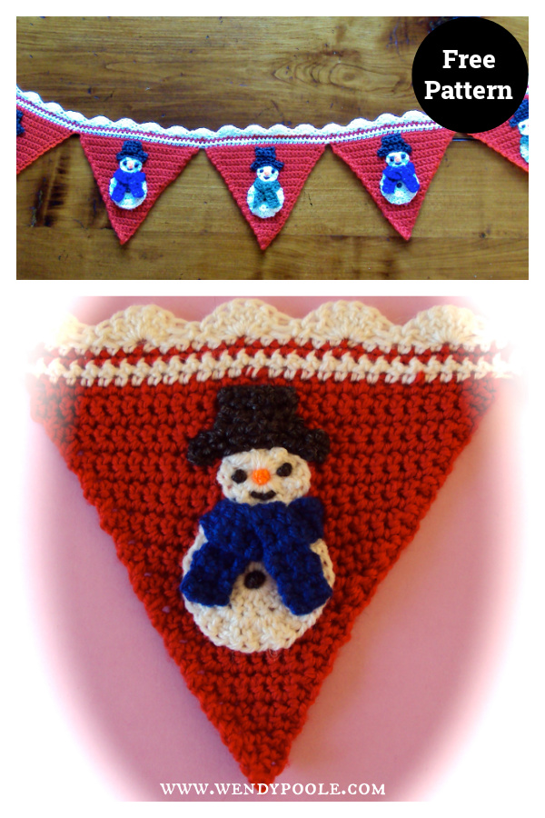 Snowman Christmas Bunting Free Crochet Pattern