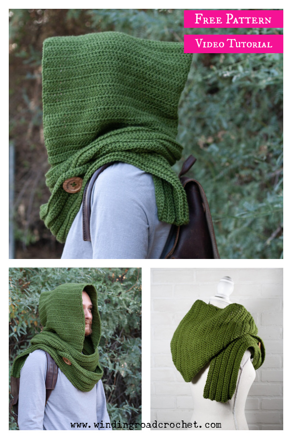 Wanderer's Hooded Scarf Free Crochet Pattern and Video Tutorial