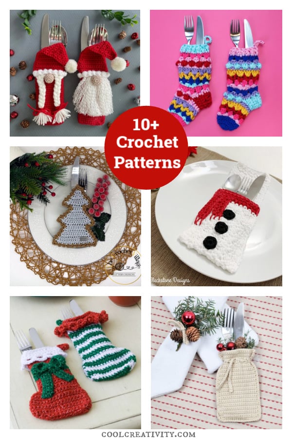 10+ Christmas Cutlery Holders Crochet Patterns 