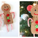 Candy Cane Gingerbread Man Ornament Free Crochet Pattern and Video Tutorial