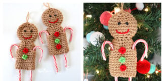 Candy Cane Gingerbread Man Ornament Free Crochet Pattern and Video Tutorial