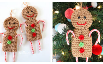 Candy Cane Gingerbread Man Ornament Free Crochet Pattern and Video Tutorial