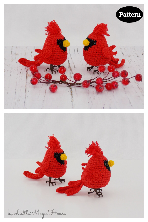 Cardinal Bird Amigurumi Crochet Pattern 