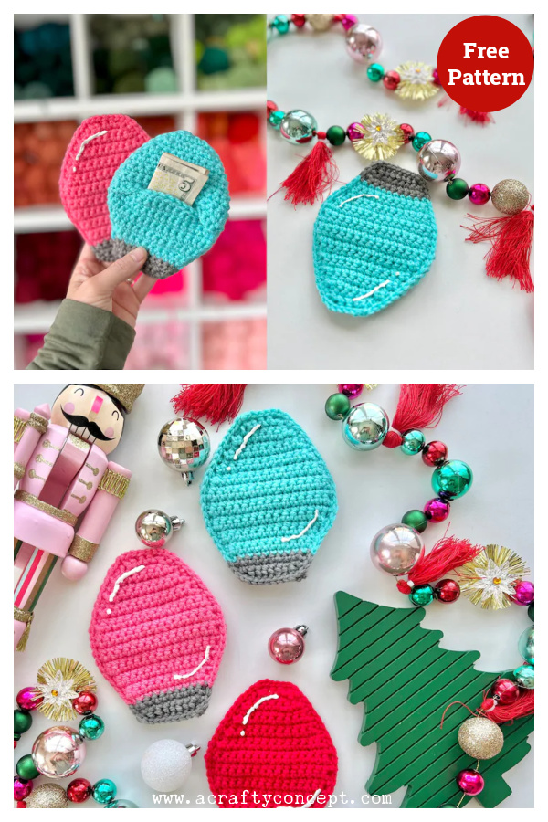 Christmas Light Gift Pocket Free Crochet Pattern