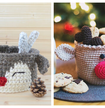Christmas Reindeer Basket Crochet Patterns