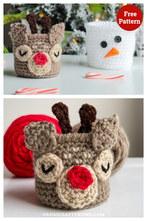Christmas Reindeer Treat Basket Free Crochet Pattern