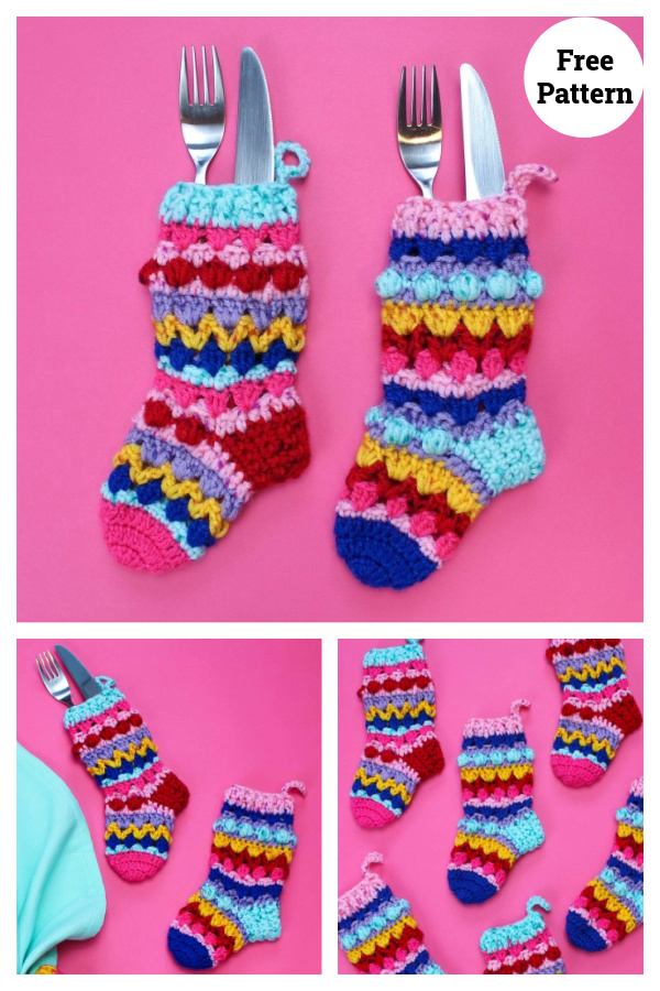 Cute Cutlery Stockings Free Crochet Pattern