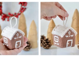 Gingerbread House Ornament Free Crochet Pattern