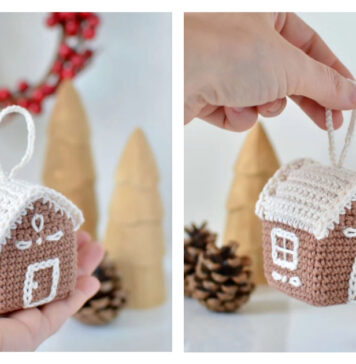 Gingerbread House Ornament Free Crochet Pattern