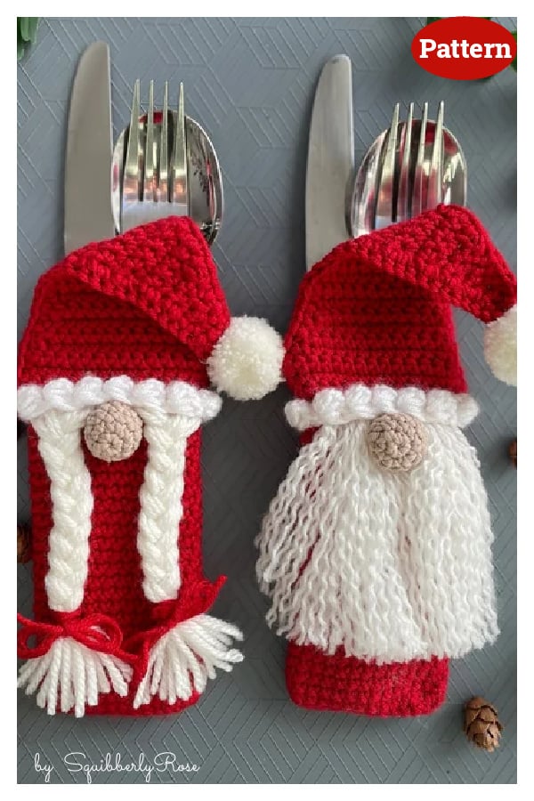 Gonk Gnome Cutlery Holder Crochet Pattern