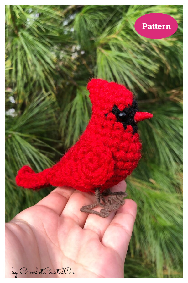 Male Cardinal Bird Amigurumi Crochet Pattern