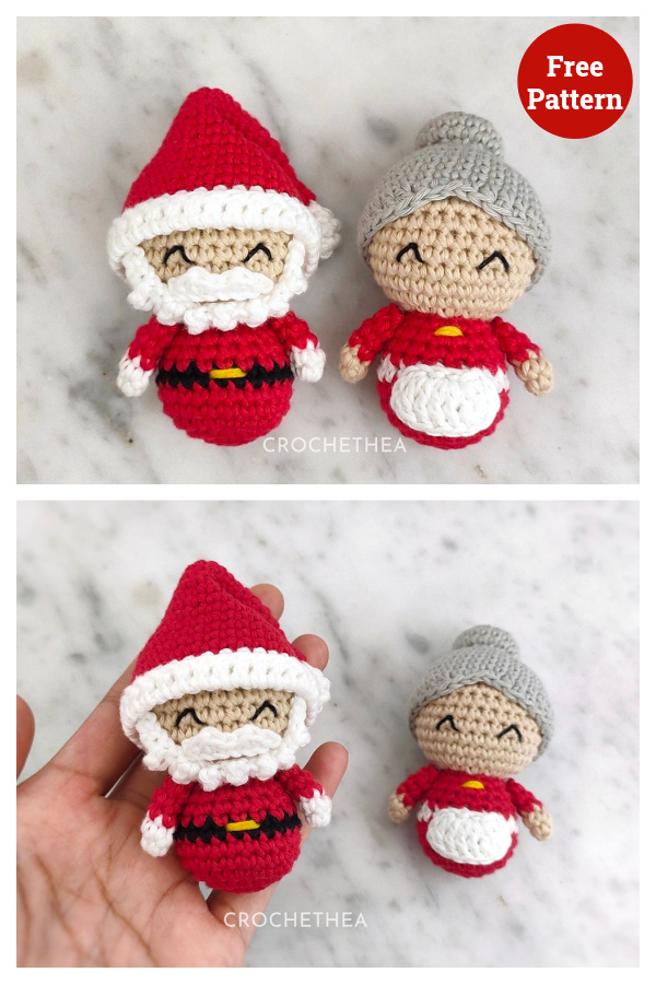 Mini Santa & Mrs Claus Free Crochet Pattern