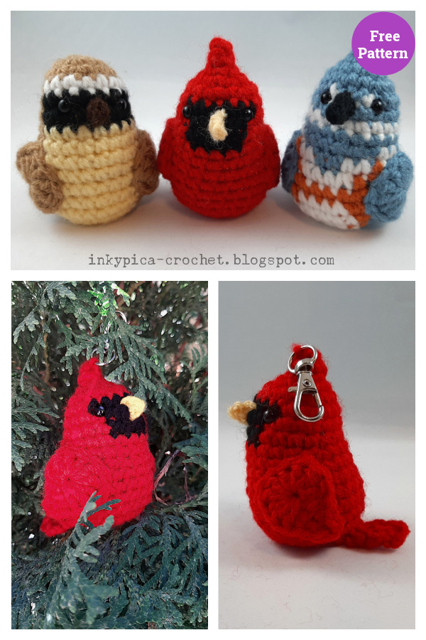 Northern Cardinal Keychain Free Crochet Pattern