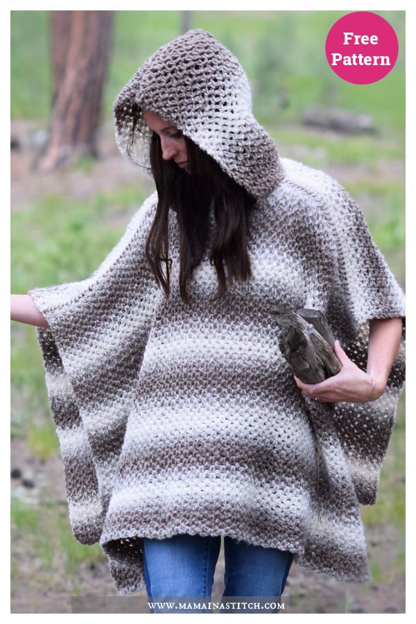 Oversized Hooded Poncho Free Crochet Pattern