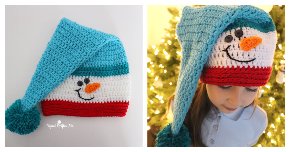 Snowman Santa Style Hat Free Crochet Pattern