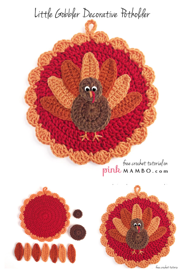 Thanksgiving Decorative Little Gobbler Potholder Free Crochet Pattern
