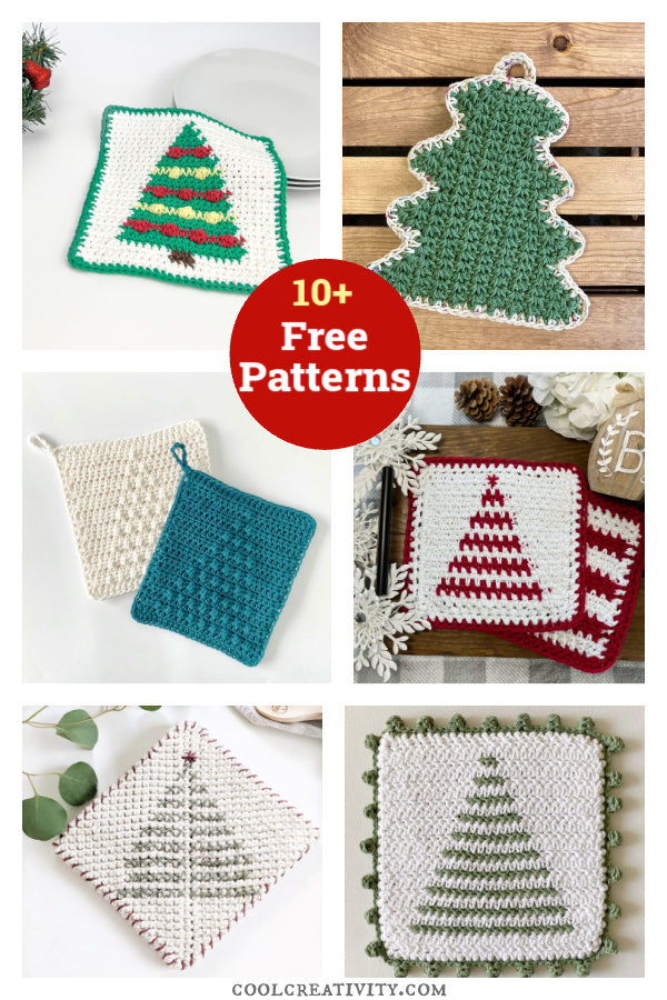 10+ Christmas Tree Potholder Free Crochet Patterns 