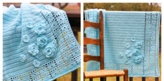 Blue Roses Baby Blanket Free Crochet Pattern