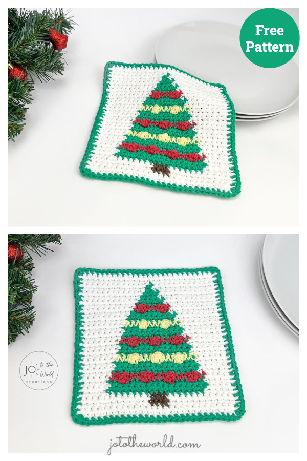 Christmas Tree Dishcloth Free Crochet Pattern