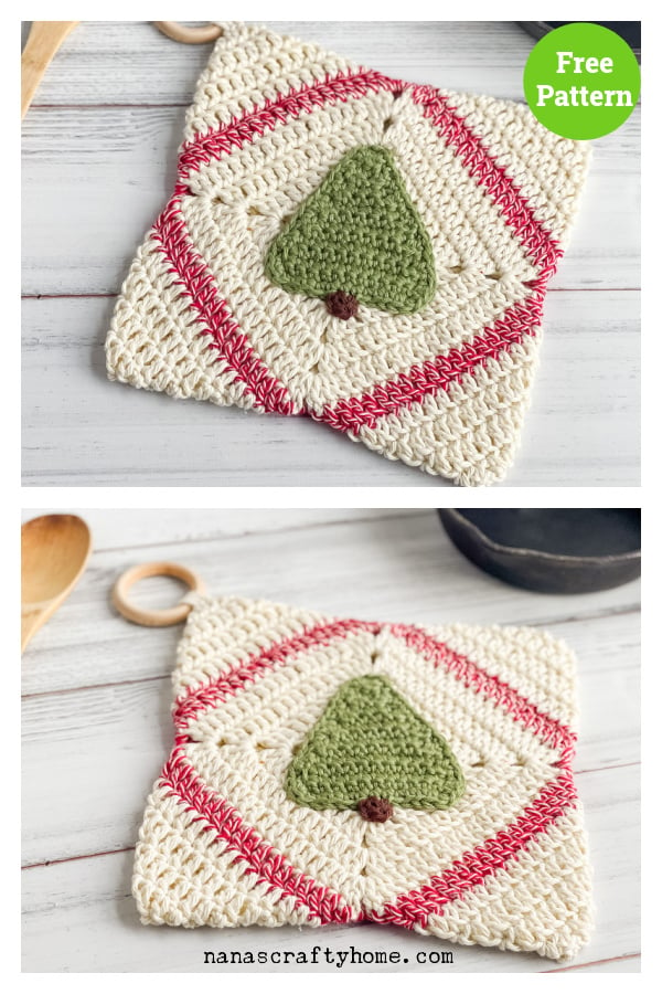 Christmas Tree Pot Holder Free Crochet Pattern