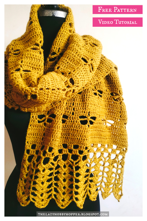 Dragonfly Shawl Free Crochet Pattern and Video Tutorial 