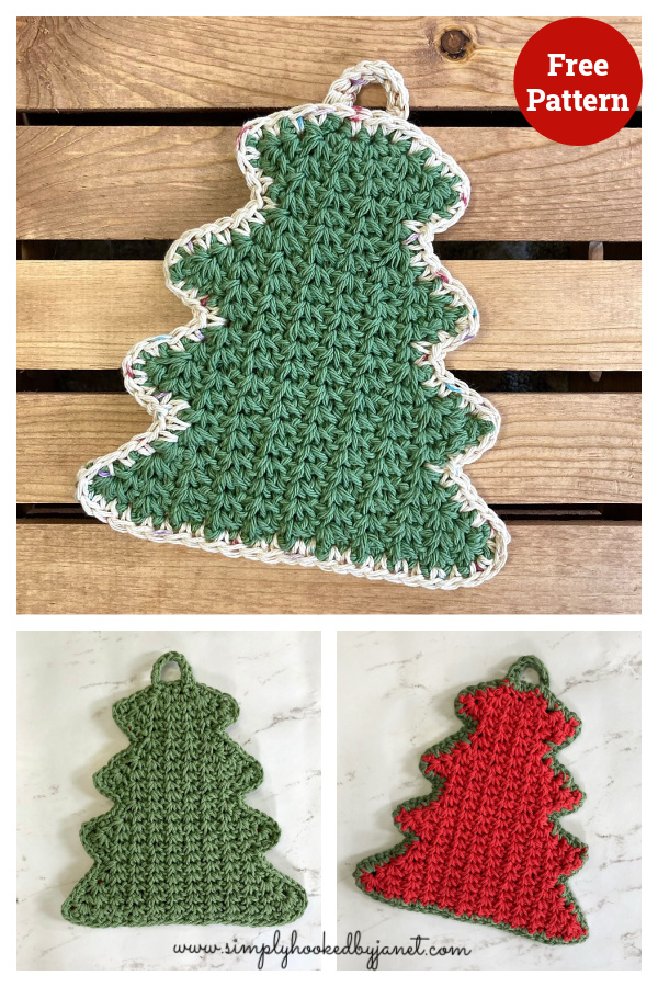 Holiday Tree Hot Pad Free Crochet Pattern